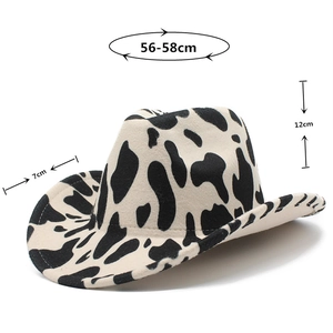 Détails des dimensions du chapeau de cowboy vache avec bord de 7cm et hauteur 12cm