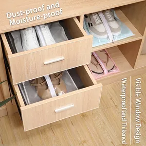 Waterproof shoe storage bags with transparent window for dustproof home organization