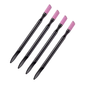 Set of 4 dual-ended quartz nail buffer sticks with cuticle pusher and stone tip