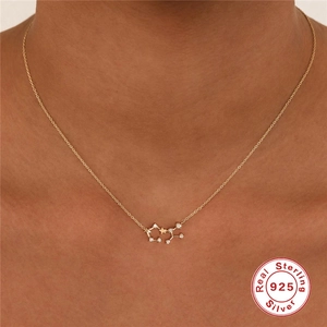 S925 sterling silver zodiac constellation necklace with star pendant and zircon in gold
