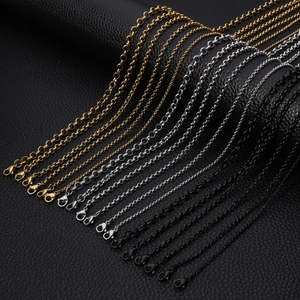 Stainless steel pearl link chains in gold, silver, and black with lobster clasps