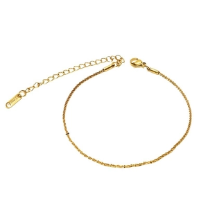Sparkling gold-plated stainless steel anklet with S925 tag and adjustable extender chain