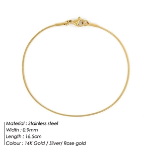 Minimalistische 0,9mm roestvrijstalen slangenketting armband in goud zilver en roségoud