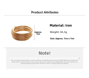 Detailed view of multilayer spiral gold snake chain bracelet with dimensions and weight info
