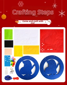 DIY Christmas felt wreath kit including LED string lights, pompoms and ornaments