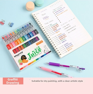 Detailed set of 12 vibrant quick-dry retractable gel pens with 0.5mm tips for journaling