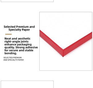 Close-up of red jewelry box corner showing high-quality special paper and right-angle fit