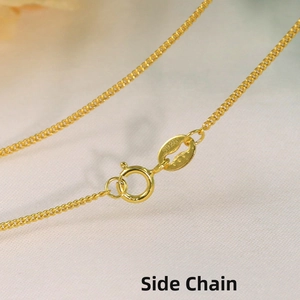 Detailed close-up of a gold-plated S925 silver curb chain with spring clasp and engraving