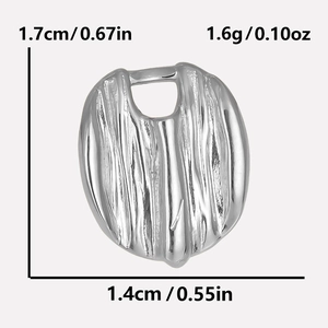Detail view of silver irregular bar pendant with size and weight measurements included