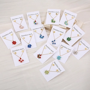 Floral Necklace And Earrings Stainless Steel Rhinestone Flower Petal Sweet Elegant Crystal Jewelry Gift For Women