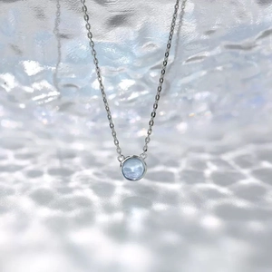 S925 sterling silver Heart of the Ocean necklace with light blue round gemstone pendant