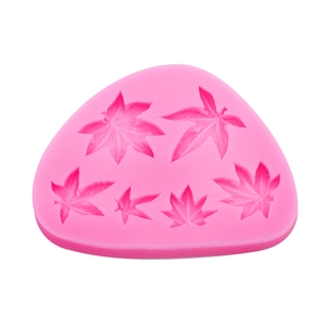 Pink silicone maple leaf mold with 6 cavities for fondant chocolate and DIY baking