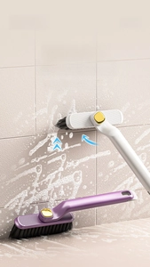 Detail showing the 3-in-1 rotating gap brush cleaning foam from bathroom wall tiles