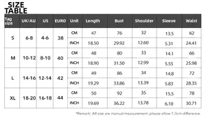 Detailed size chart for women's V-neck solid tank top with measurements in cm and inches