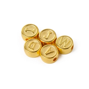 Golden acrylic alphabet beads with I J D A W letters for DIY jewelry making