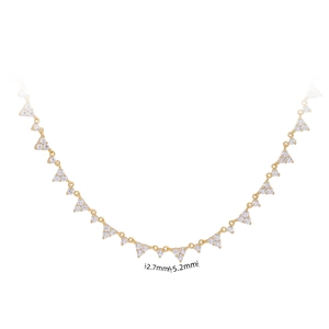 Detailed size view of gold S925 silver necklace with 2.7mm by 5.2mm stone pendants