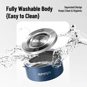 KIMPETS 304 stainless steel pet bowl with removable blue base and floating splash design
