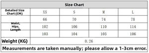 Detailed size chart for women's striped shirt and pants set with waist and length in CM