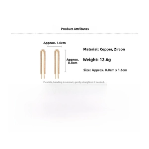 Detailed specs of luxury gold-plated tassel earrings with cubic zirconia and silver needles