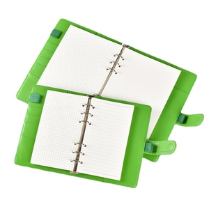 Green Macaron PU leather A5 A6 6-ring binder notebooks with snap button and grid paper