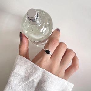 925 Sterling Silver Ring With Oval Black Agate Vintage Twisted Rope Band Open Adjustable Jewelry For Women Elegant