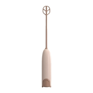 Mousseur à lait électrique portable et batteur à main beige et marron pour mousse