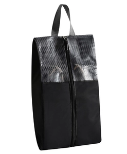 Detail of waterproof shoe bag with silver honeycomb mesh and reinforced handle