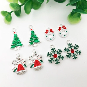 Christmas Charms Alloy Enamel Drip Oil Pendants For DIY Jewelry Making Bracelet Necklace Keychain Festive Decoration