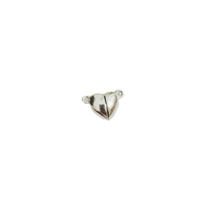 Polished silver heart magnetic clasps for couple bracelets jewelry making on white background