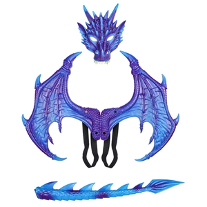 Dragon Mask Wings Tail Accessories RP Foam Realistic Texture Halloween Cosplay Party Decoration Kids Boys Girls