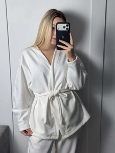 Damen Geripptes Strick Wickeloberteil Mit Langen Ärmeln Und Gürtel Sowie Weite Hose Loungewear Lässige Homewear Bequem Alltag