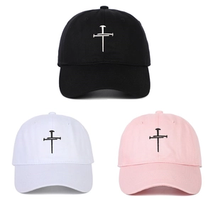 Cotton Baseball Cap With Cross Embroidery Adjustable Breathable Sun Protection Outdoor Fashion Casual For Men Women