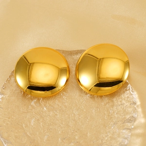 Boucles d'oreilles rondes géométriques en acier inoxydable plaqué or 18 carats pour femme
