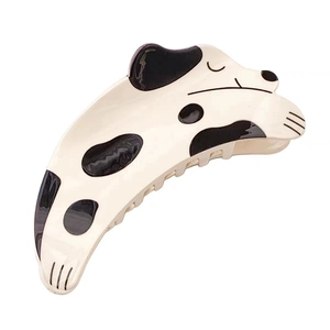 Unique dalmatian puppy hair claw clip with black spots and 3D sleeping dog design