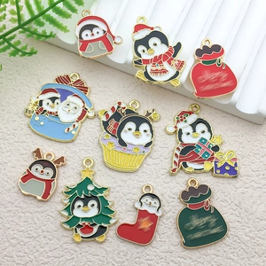 Christmas penguin and Santa Claus alloy charms set for DIY jewelry and earrings making