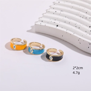 Three-piece Evil Eye enamel open rings set in 14K gold plating for modern women
