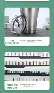 Detail of 20oz double-wall stainless steel tumbler with a clear leakproof lid