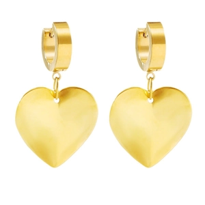 Elegant 18k gold plated stainless steel heart dangle earrings for women in a pair