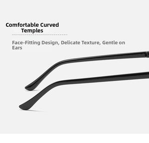 Detail of curved temples on children's cat-ear sunglasses with glossy black finish