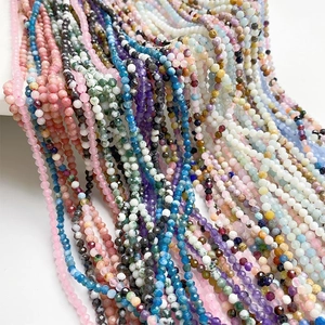 Faceted Natural Stone Loose Beads Colorful Round Gemstone Beads Small Spacer Beads For DIY Jewelry Making Bracelet Necklace Earring Accessory