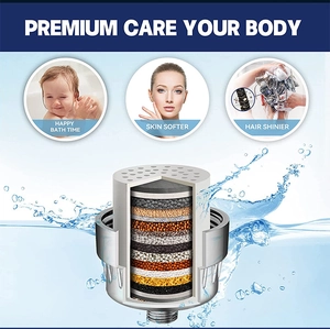 Detail view of multi-stage shower filter core with high-grade purification materials