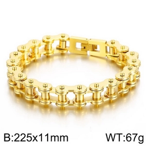 Vergoldetes Edelstahl-Motorradkettenarmband mit Maßen 225x11mm und Gewicht 67g