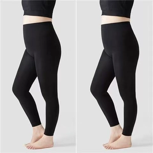 Plus size high waist black thermal leggings with slimming fit for winter wear