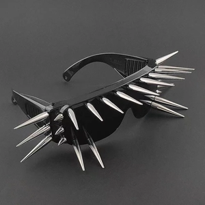 Punk style black sunglasses with silver spikes and dark lenses for parties