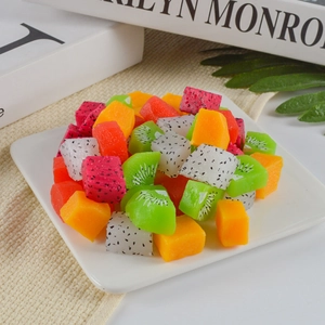 Mixed artificial fruit cubes including dragon fruit and kiwi for DIY salad props
