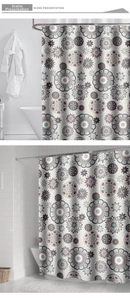 Detail of waterproof mandala pattern polyester shower curtain with boho design