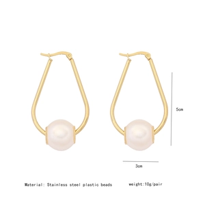 Detailed view of teardrop pearl earrings with dimensions and material labels