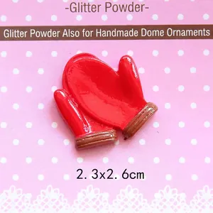 Detail view of red resin glove charm for DIY crafts with 2.3x2.6cm size marking