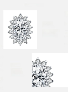 Détail de la boucle d'oreille moissanite taille ovale en argent massif S925 clarté VVS1