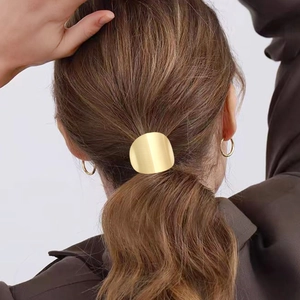 Polsino per capelli in metallo dorato minimalista per acconciatura a coda di cavallo